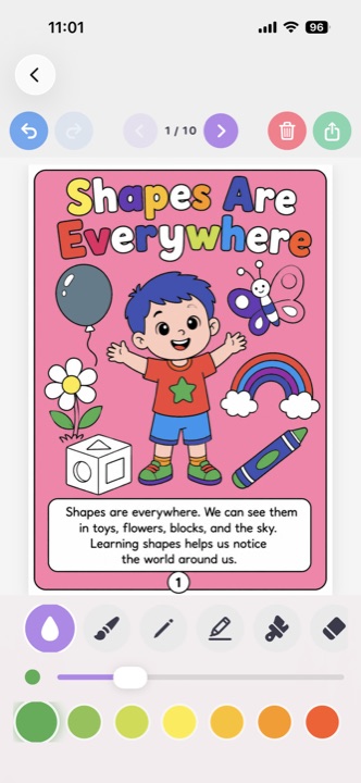 Coloring a shapes page in Lil Colors