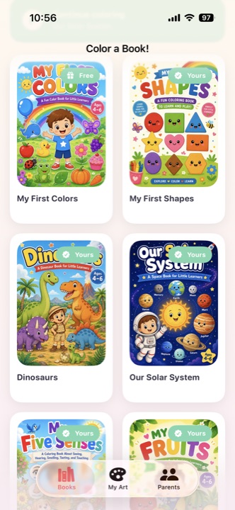 The Lil Colors book library on iPhone